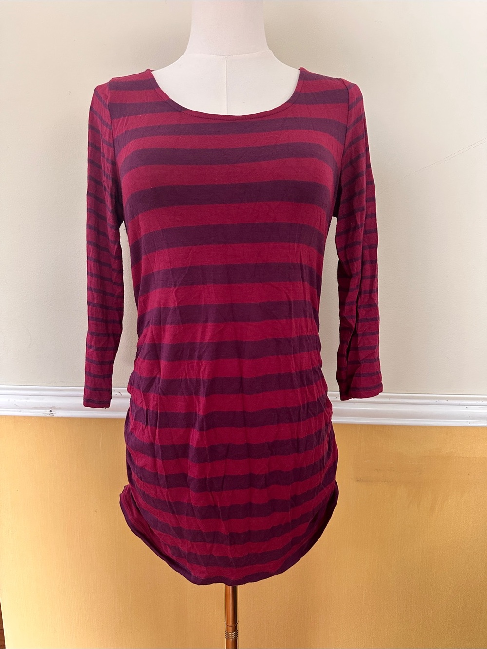 Jessica Simpson Maternity Striped Tee with Elbow-Length Sleeves